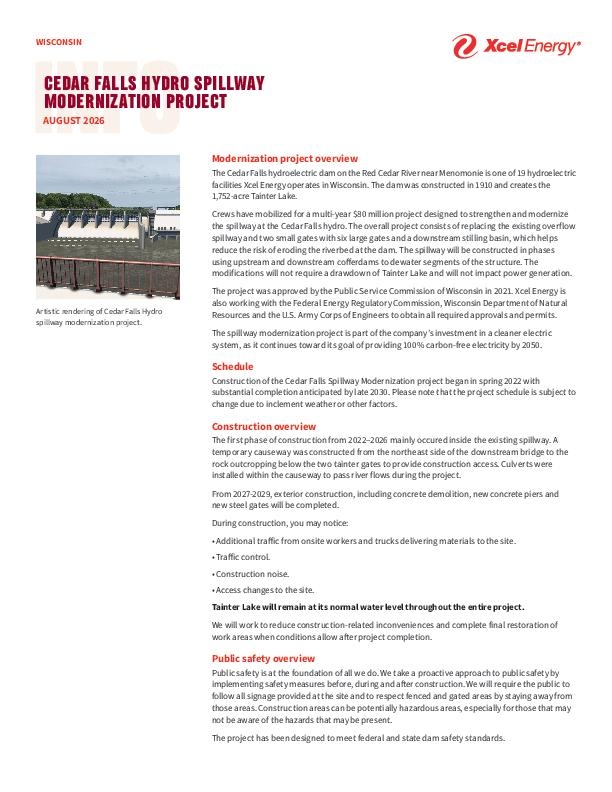 Cedar Falls Hydro Spillway Modernization Project