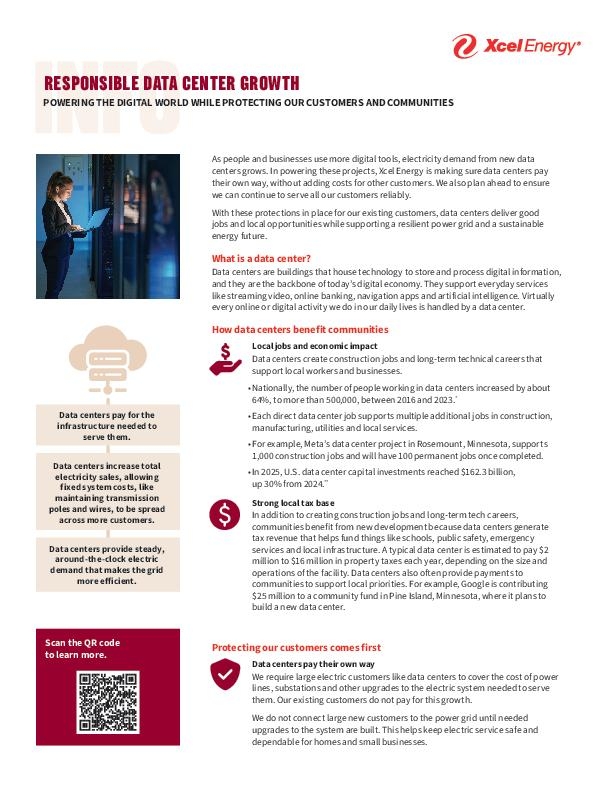 Xcel Energy Data Center Information Sheet