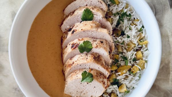 Chef Andy Allo's Grilled Chicken & Peanut Stew - Photo by Darcy Hatcher