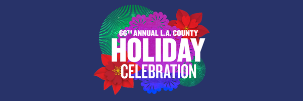 Holiday Celebration Logo on Blue Background Header