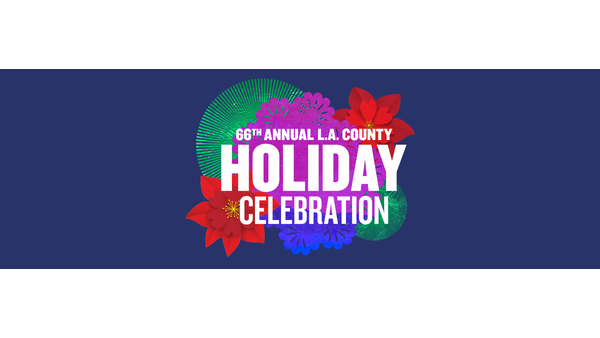 Holiday Celebration Logo on Blue Background Header