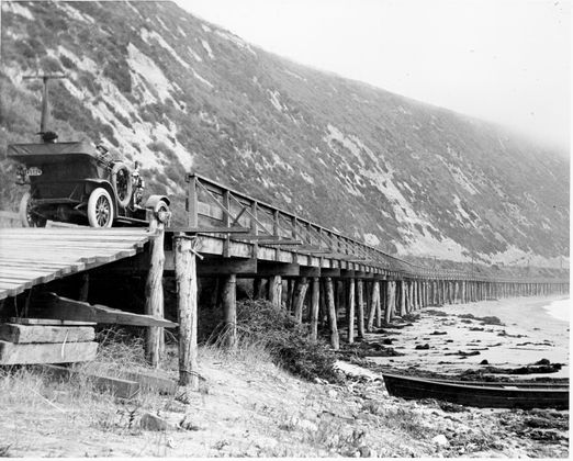 Rincon Causeway, north of Ventura, 1912
