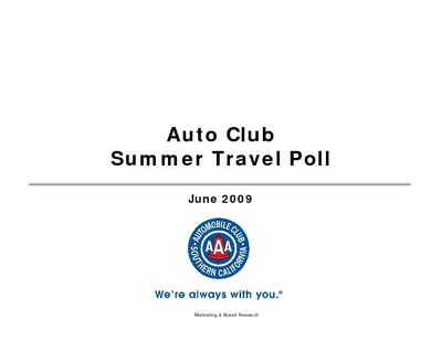 2009 Summer Travel Poll SO CAL