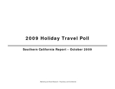 2009 Holiday Travel Poll So Cal