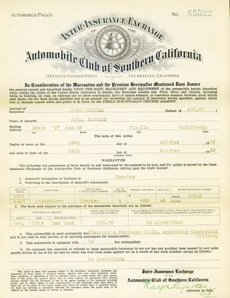 1919 Insurance Policy