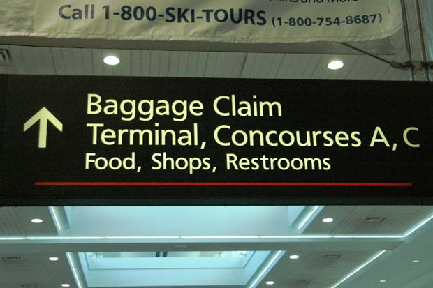 baggage claim sign in airport