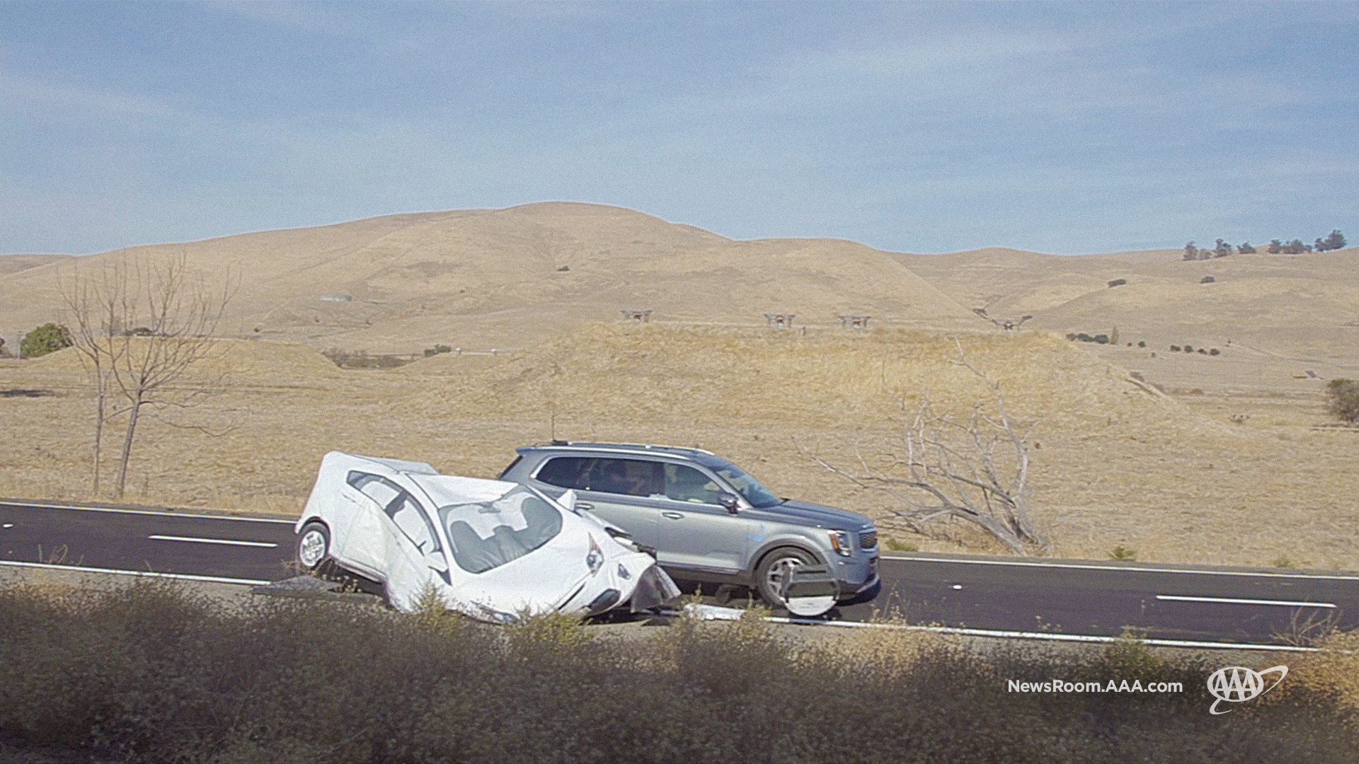 Test Vehicle Colliding with Simulate Disabled Vehicle 2