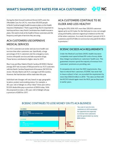 Whats Shaping 2017 BCBSNC rates - Fact Sheet