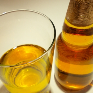 Beer poured in glass