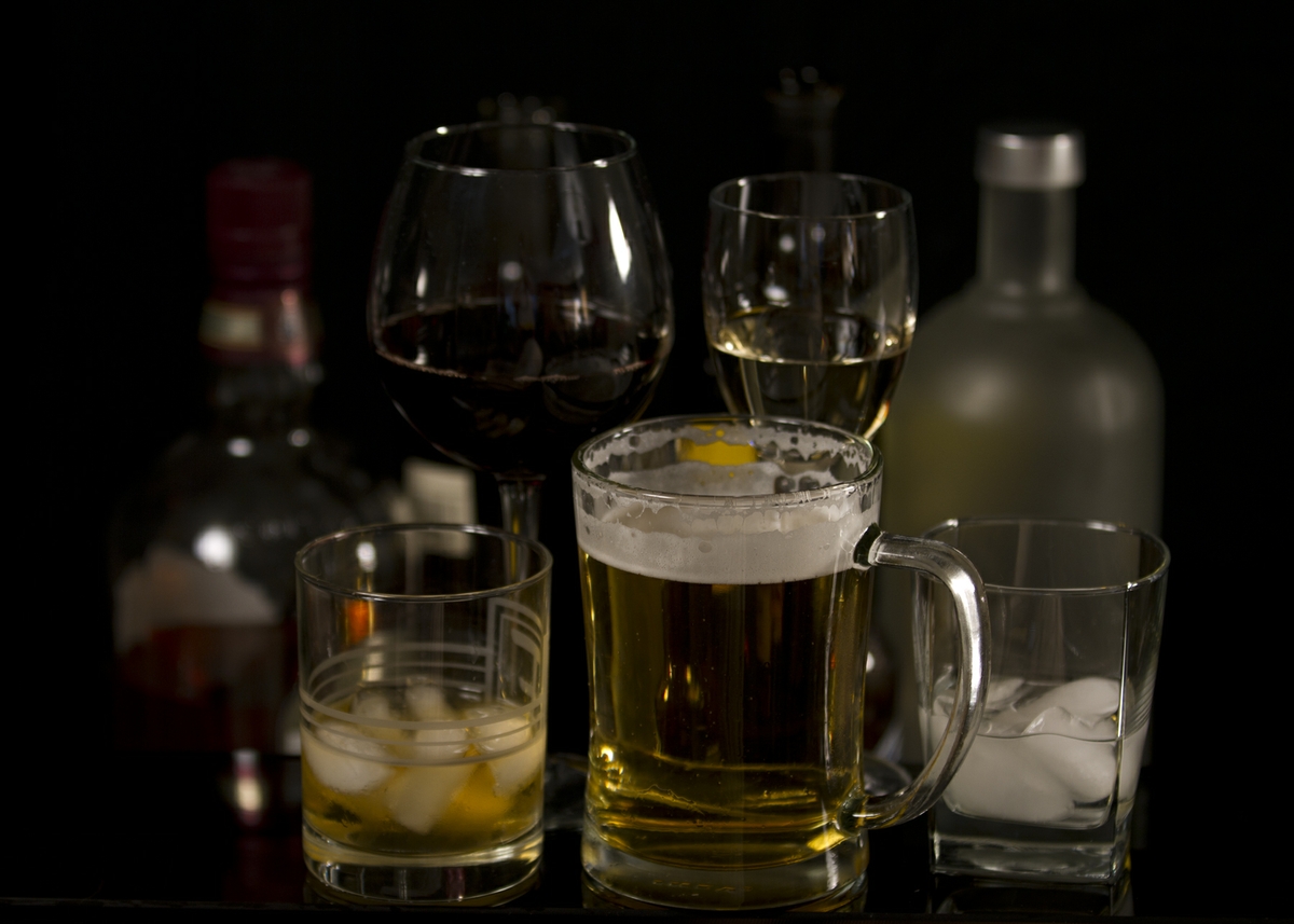 Alcohol - Beer, Wine, & Liquor with bottles