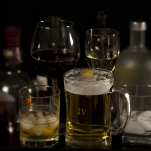 Alcohol - Beer, Wine, & Liquor with bottles