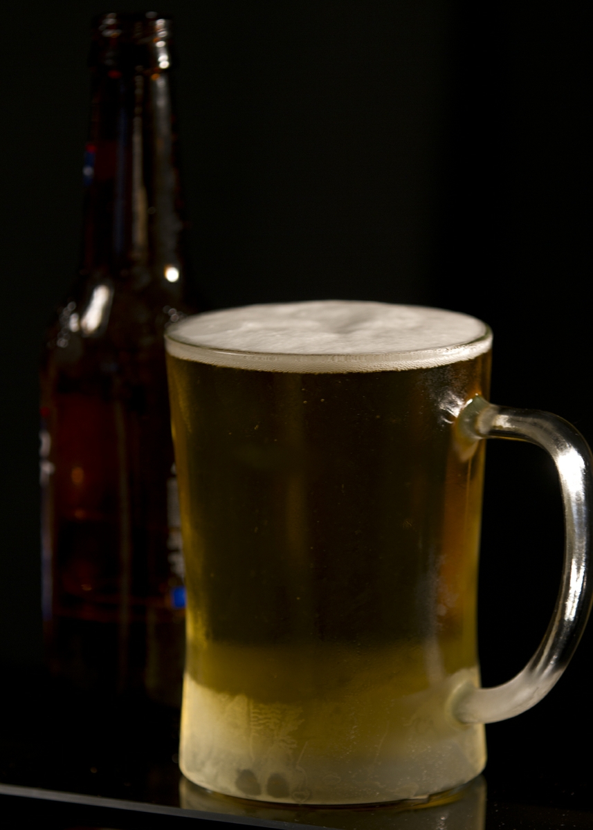 Beer in Frosty Mug with Bottle