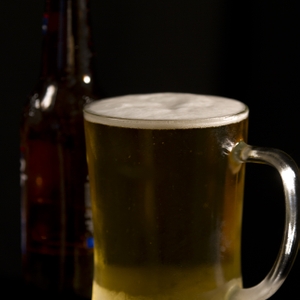 Beer in Frosty Mug with Bottle