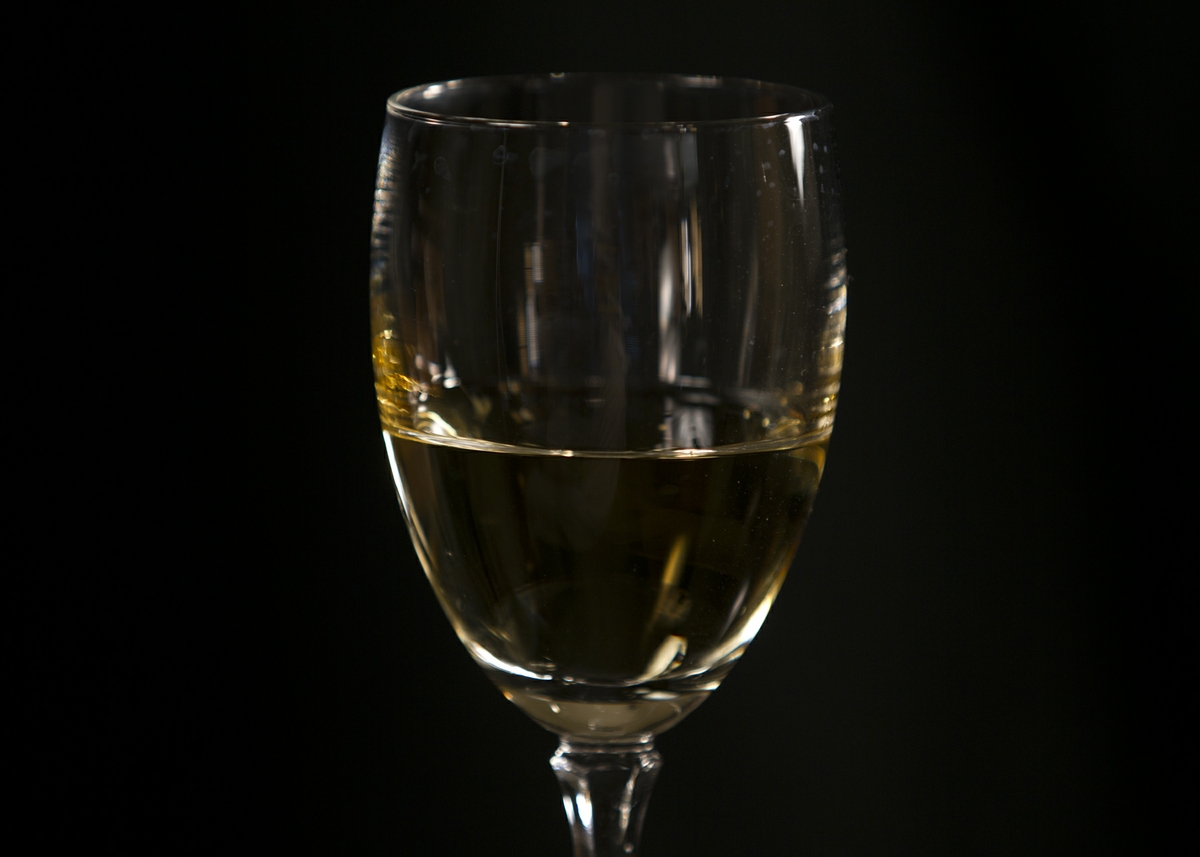 Wine - White in Glass closeup on Glass horizontal