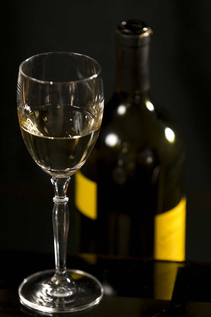 Wine - White in Glass with Bottle