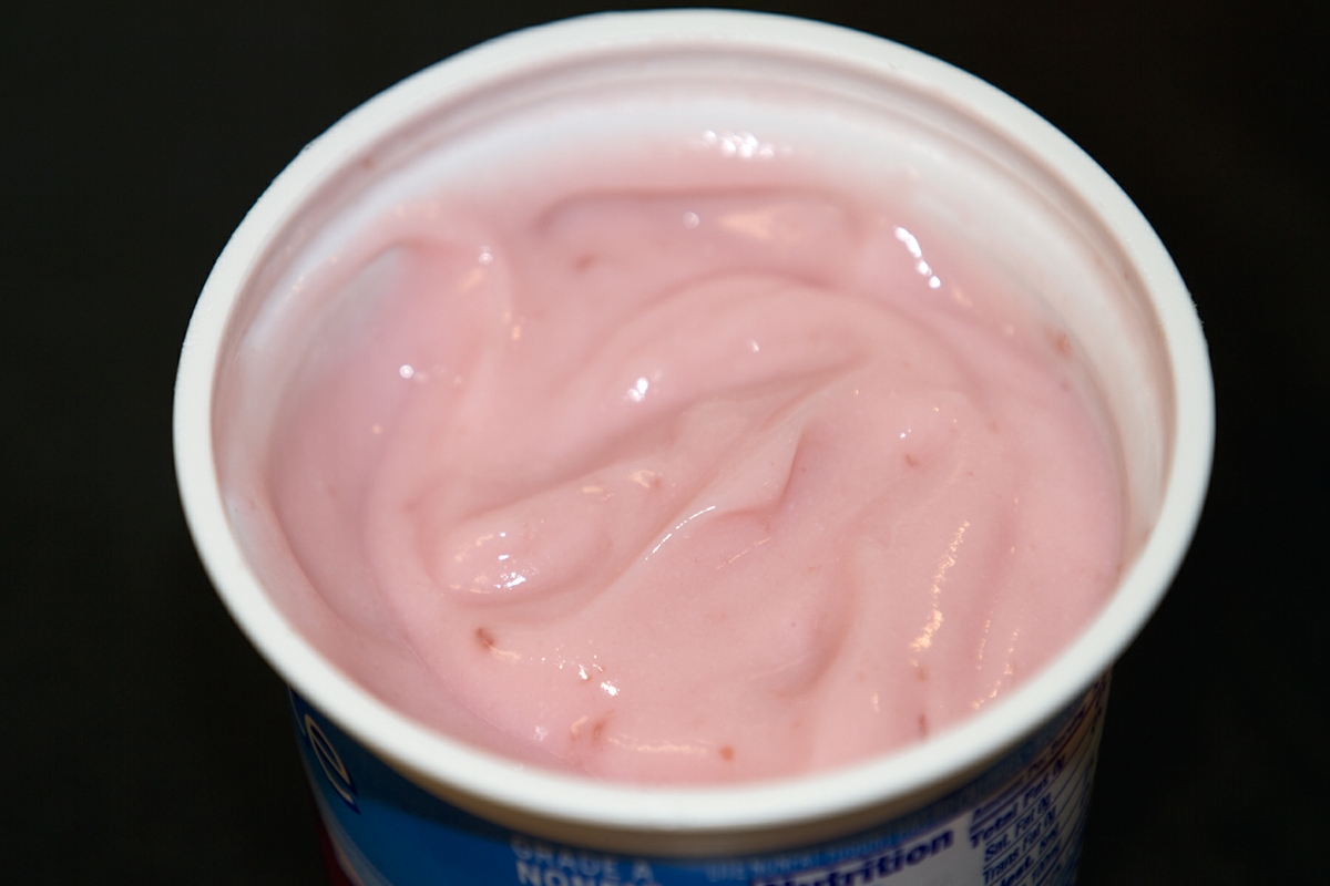 Yogurt LowFat flavored in cup horizontal close up