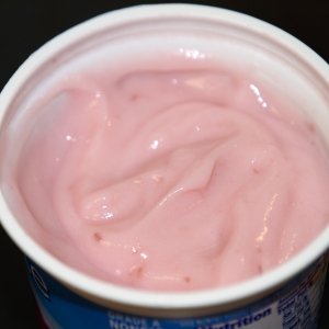 Yogurt LowFat flavored in cup horizontal close up