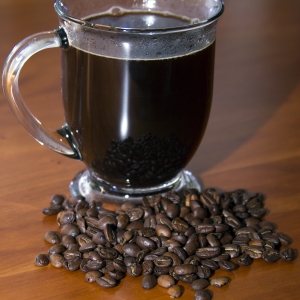 Coffee in Cup with whole beans