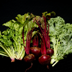 Spinach uncut beets and kale