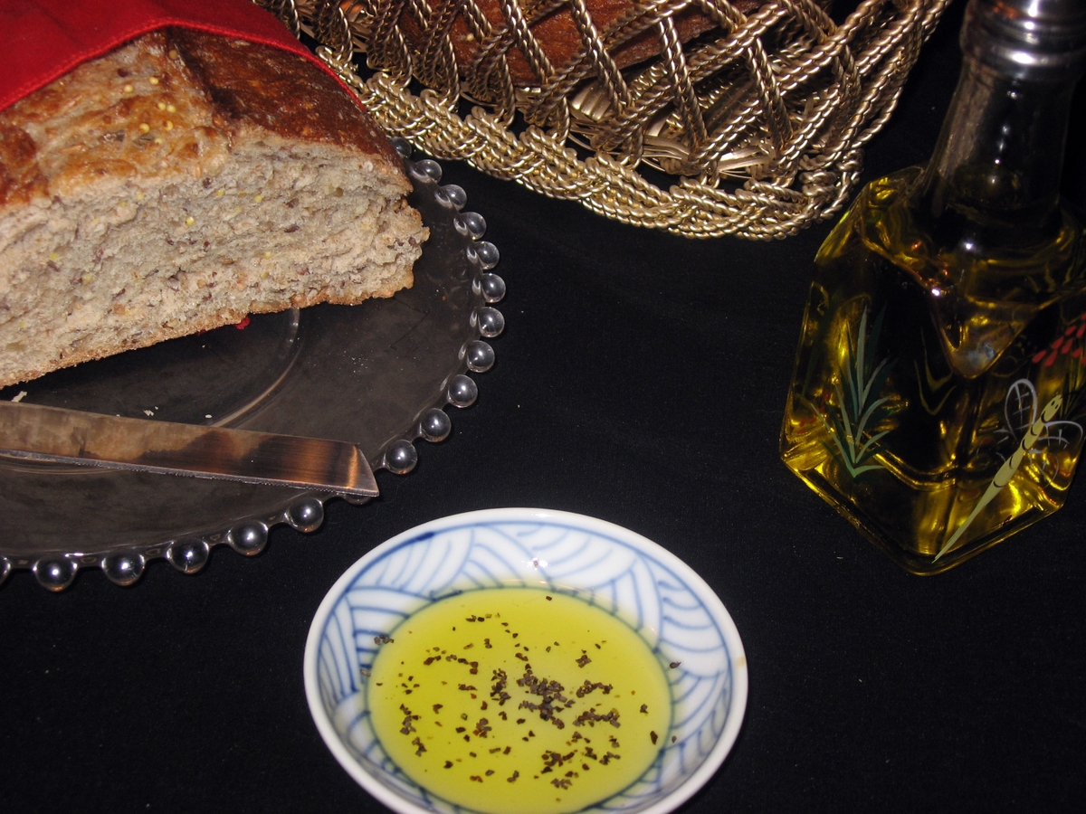 Olive oil and whole grain bread