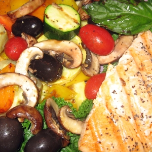 Veggies & Salmon - grilled