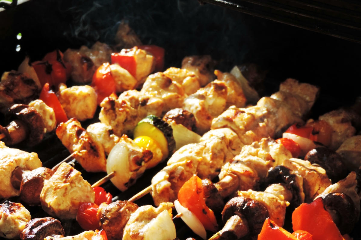 Chicken and vegetable kabobs