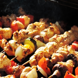 Chicken and vegetable kabobs