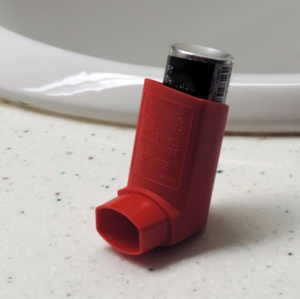 asthma inhaler on counter