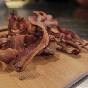 Bacon on cutting board