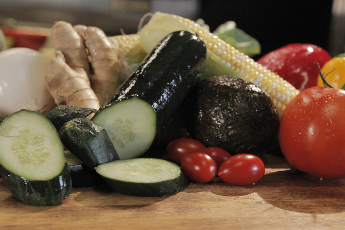 Cucumber and other vegetables