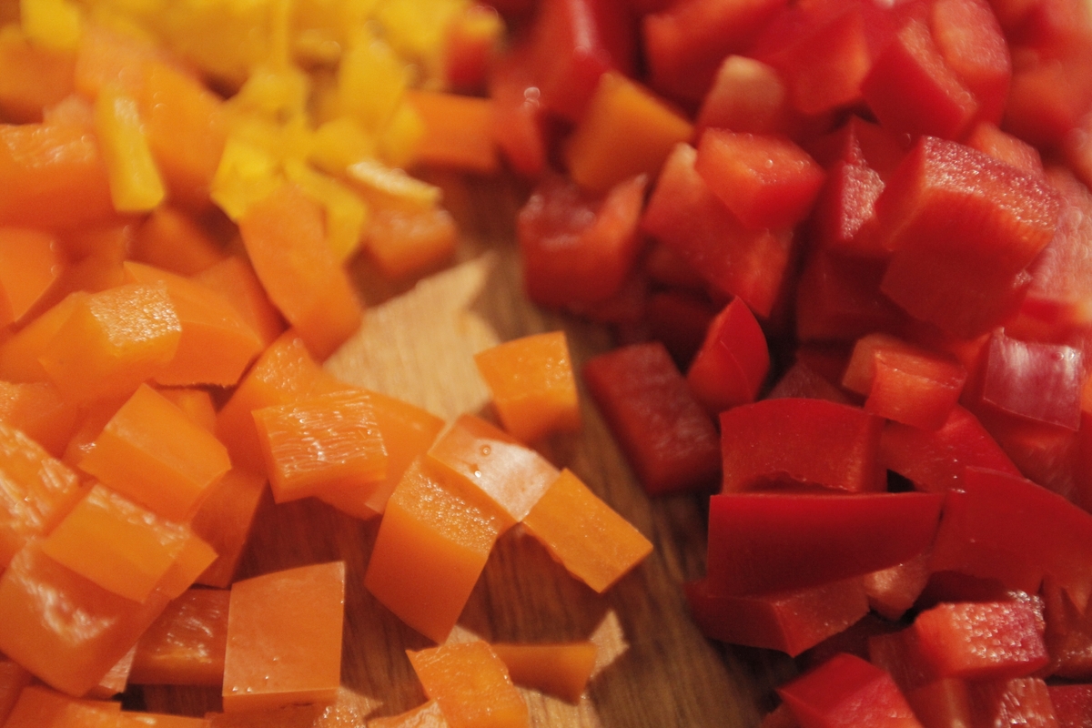 Bell peppers - diced -  close up
