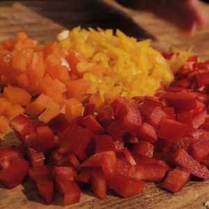 Bell peppers (diced) - red, orange, yellow