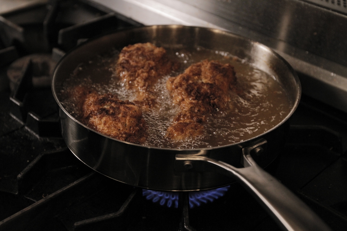 Chicken thighs - fried in skillet