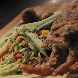 Shrimp (fried) and zucchini slaw