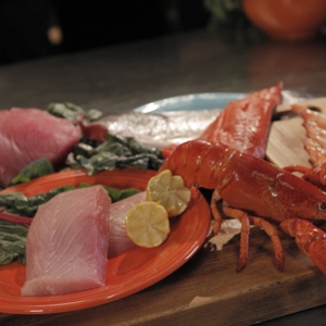 Lobster and other raw seafood