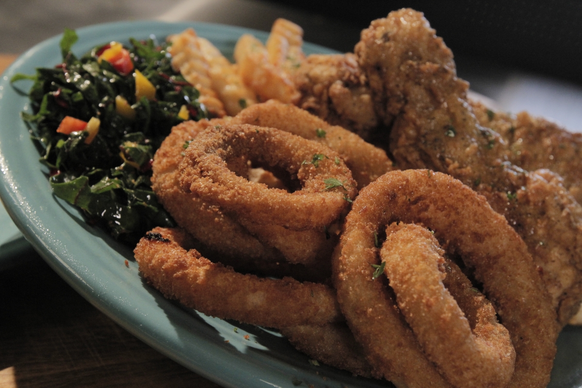 Onion ring closeup - fried dinner