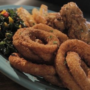 Onion ring closeup - fried dinner