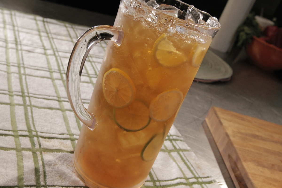 Pitcher of iced tea with lemon 2