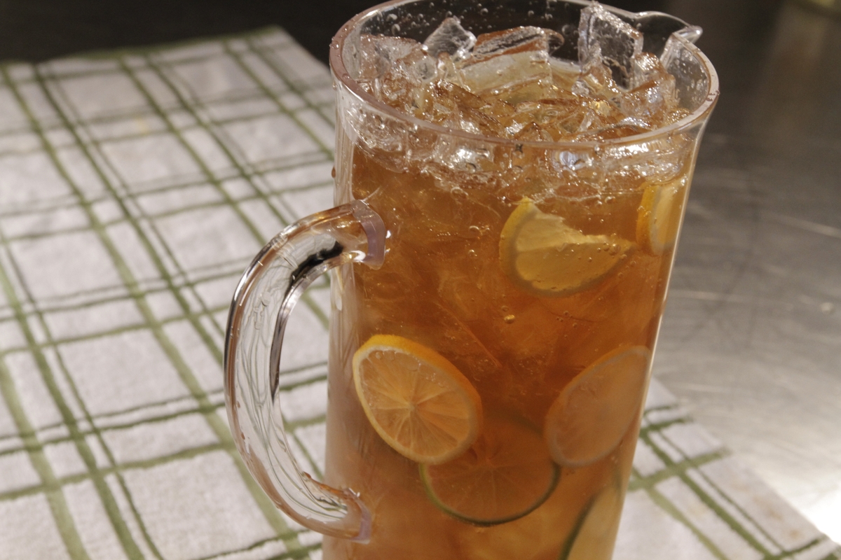 Iced tea pitcher with lemon