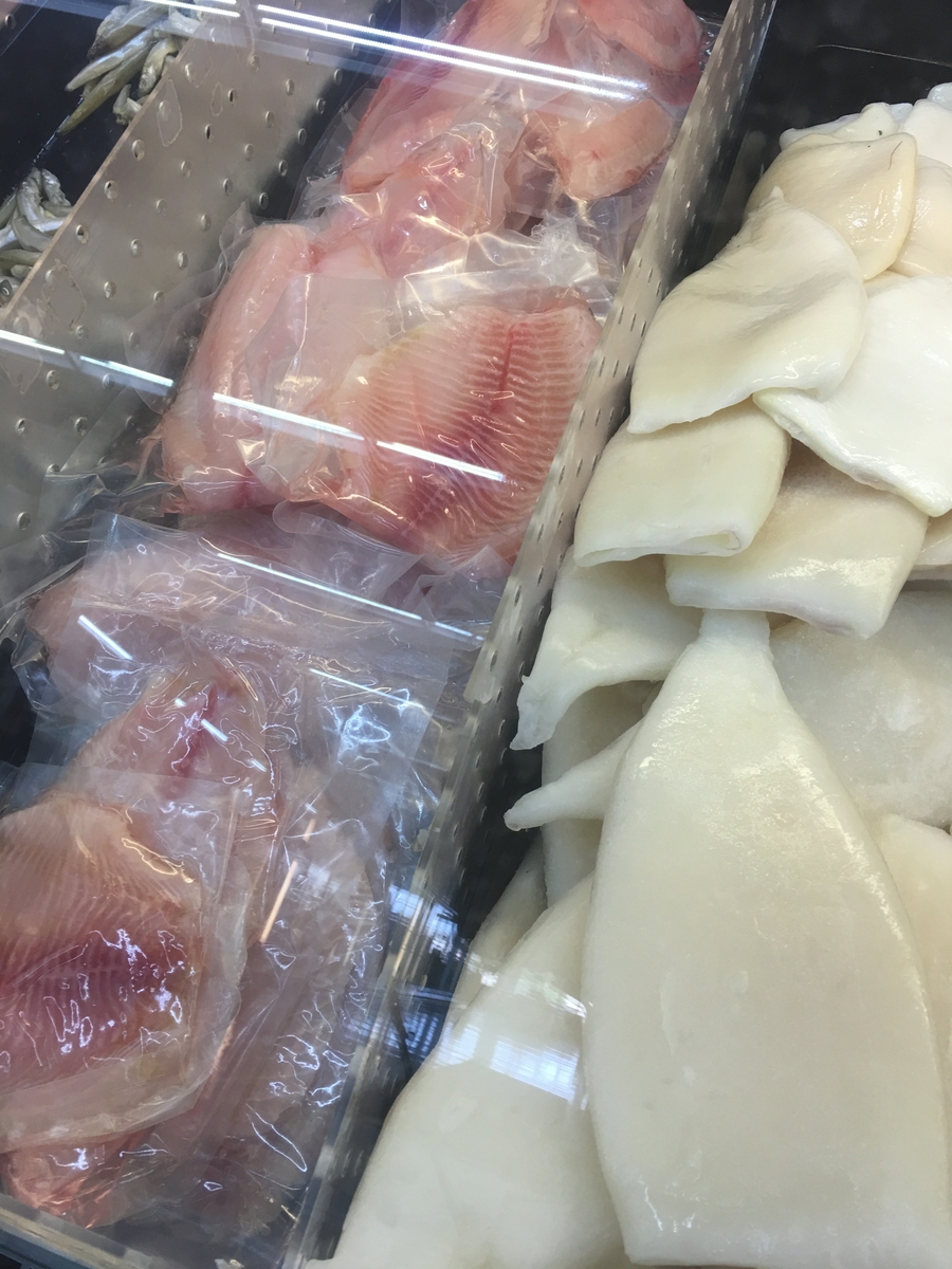 Packaged fish in market