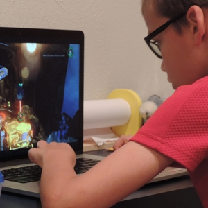 Boy playing a computer game