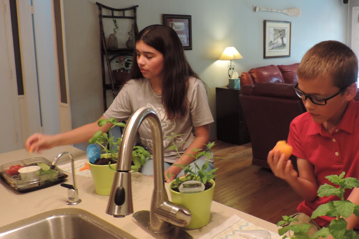 snacking on fruits and veggies