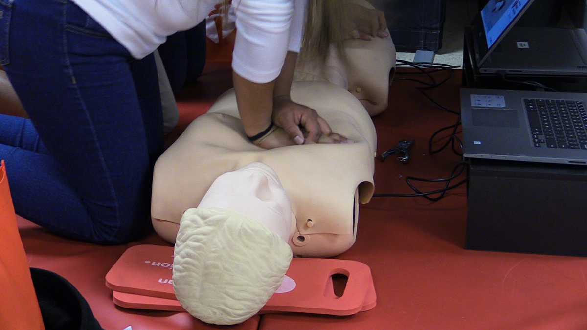 CPR practice on manikin