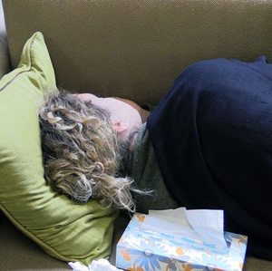 Woman resting with cold-flu
