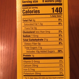 Nutrition label with added sugars
