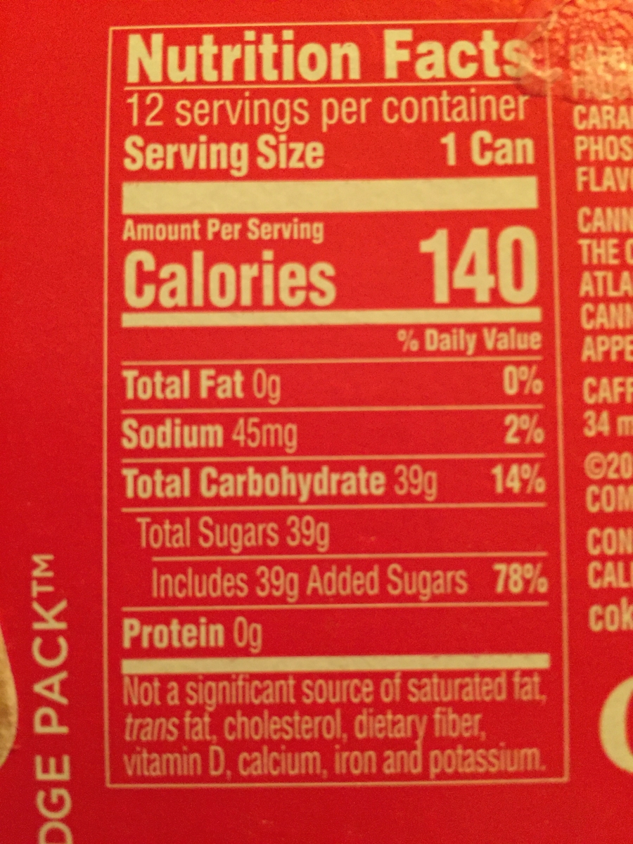 Nutrition label with added sugars