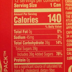 Nutrition label with added sugars