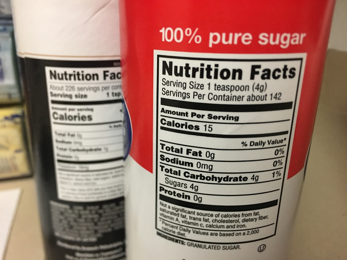 Nutrition label - sugar
