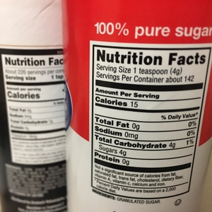 Nutrition label - sugar