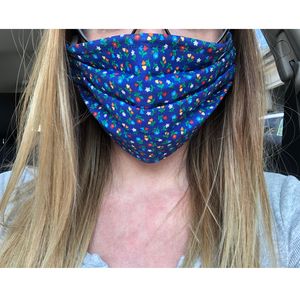 Woman wearing a homemade mask